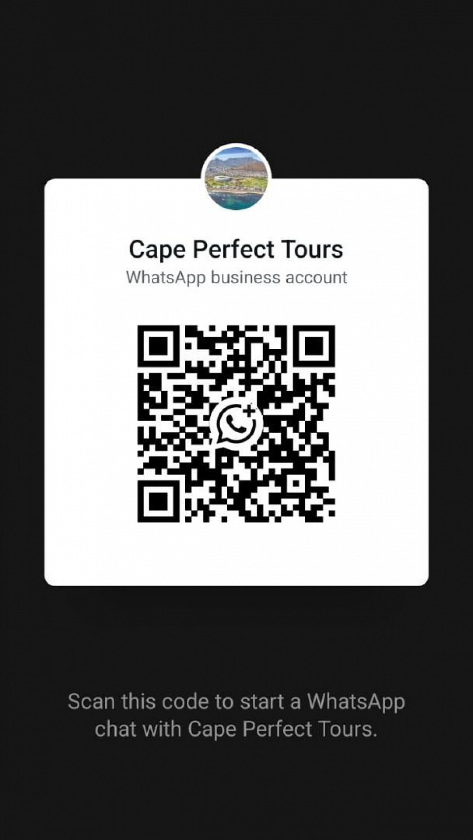 Message Cape Perfect Tours on WhatsApp. https://wa.me/27673600922